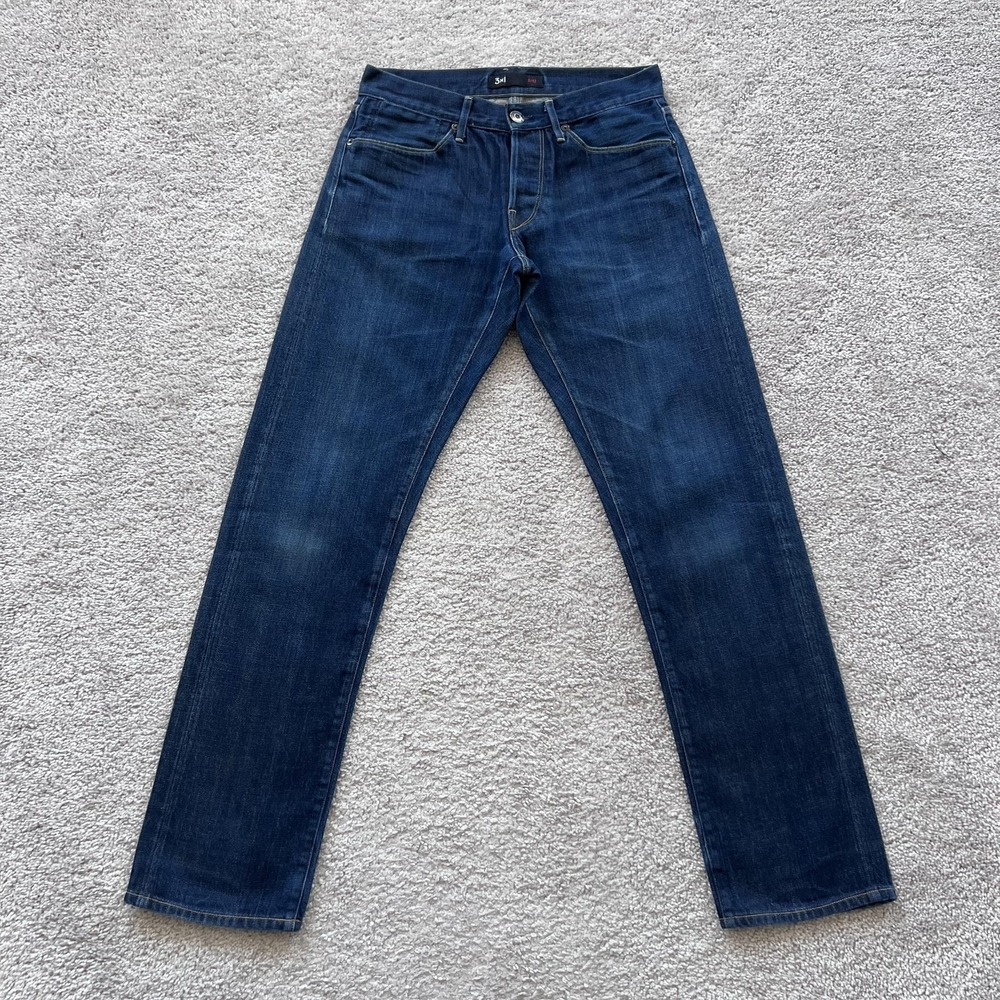 3x1 Selvedge Denim Slim Fit Jeans‎ Mens 29x31 Blue Dark Wash Button Fly USA